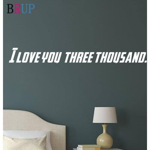 New Movie Quote Wall Stickers Character I love you three thousand for Kids Room Living Room Window Sticker Black and White