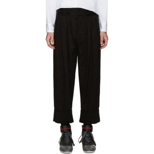 Clothing Mens GD Hair Stylist fashion Catwalk loose straight edge roll casual pants plus size costumes