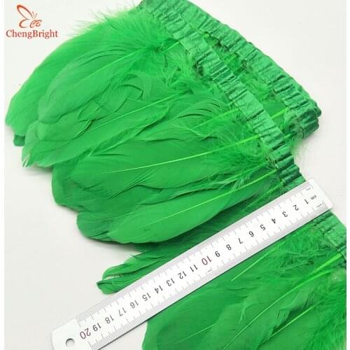 ChengBright Hot Goose Feather Trims 10Yards Dyed Goose Feather Ribbon Fringes Goose Feather Cloth Belt 5-6inch/13-18cm DIY
