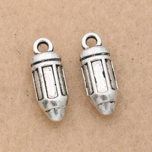 Antique Silver Plated Crayon Charms Pendants for Jewelry Making Bracelet Accessories Diy Findings 18x7mm 5pcs/lot
