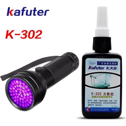 Strong 50ml Kafuter UV Glue UV Curing Adhesive K-302+51 LED UV Flashlight UV Curing Adhesive Crystal Glass and Metal Bonding