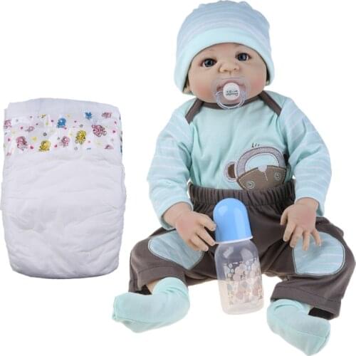 Reborn Doll Realistic Full Soft Silicone Vinyl Newborn Sleeping Babies Monkey Print Clothes Toy Lifelike Handmade Gift