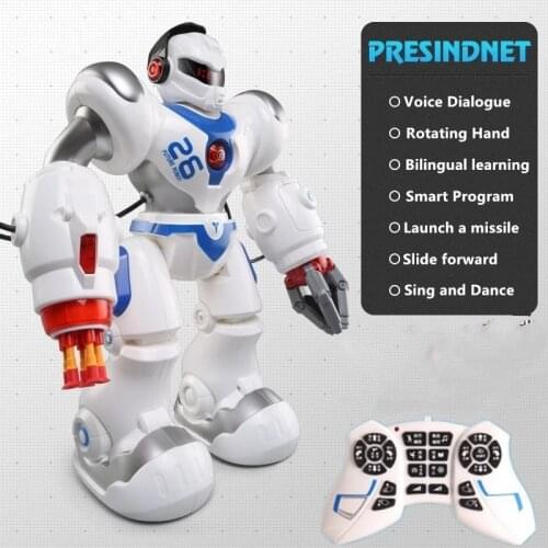 2.4G Voice Control Smart RC Robot Programming Demo Walking Glide Singing Dance Arm With Launch Missile Mutil-Function Boy RC Toy
