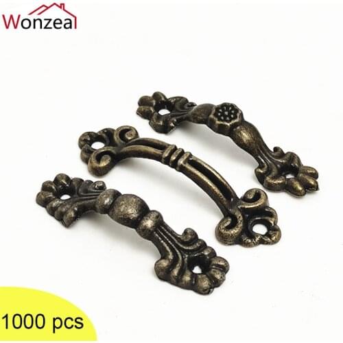 1000pcs Cabinet Handle Zinc Alloy Knob Bronze Tone Antique Pulls Drawer Wooden Jewelry Box Furniture Hardware