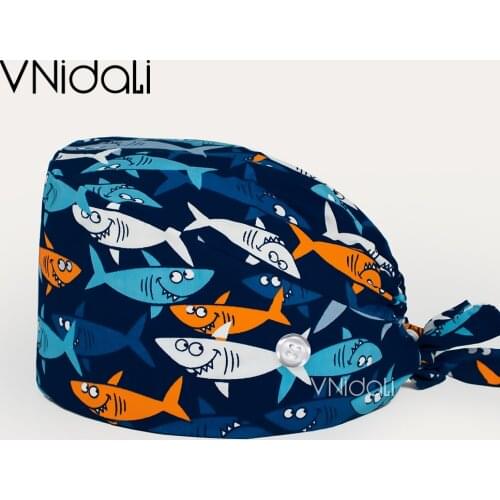 Male nurse cap woman nursing accessories with button scrub hat surgery cap dentist animal Lab cap scrub cap long hair