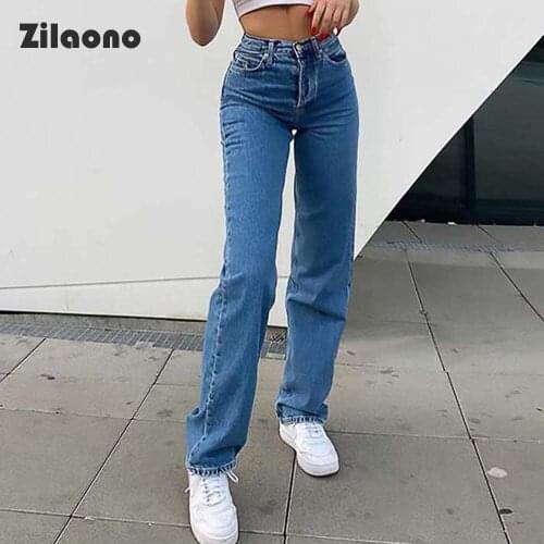 Loose Butterfly Appliques Pure Colour Full Length Jeans Solid High Waisted Classic Slim Casual Straight Jeans