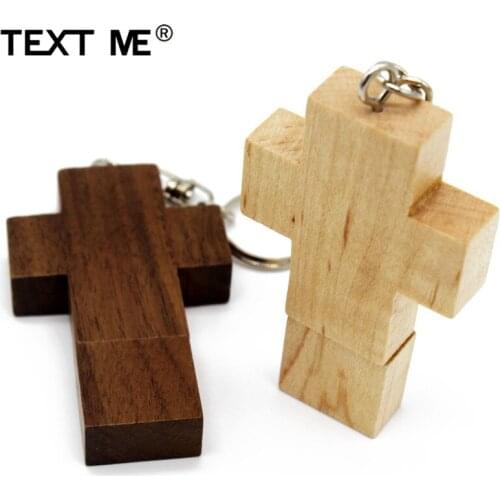 TEXT ME reative 64GB wooden Maple Walnut wood cross style usb flash drive pen drive 4GB 8GB 16GB 32GB usb2.0 pendrive