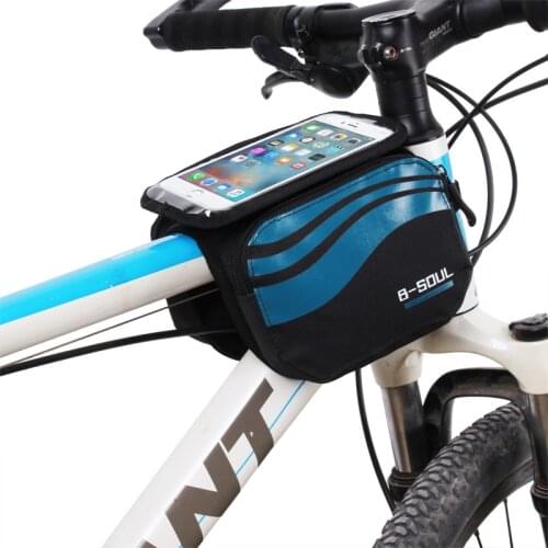 B-SOUL Bicycle Frame Front Head Top Tube Waterproof Bike Bag&Double IPouch Cycling For 5.7 in Cell Phone Bike Accessories
