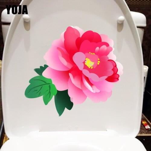 YOJA 21.4X19.8CM Cartoon Peony Flower Classic Bathroom Toilet Sticker Home Wall Decoration T1-1615