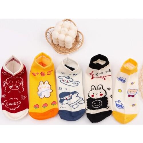 Spring Summer Kawaii Cartoon Rabbit Woman Socks Cotton Japanese Harajuku Style Funny Ankle Socks Women 62101