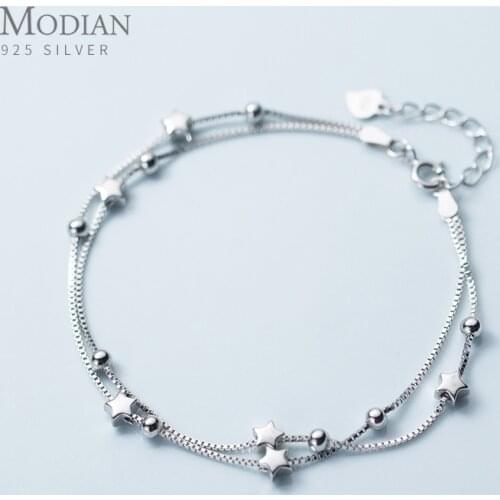 Modian New 925 Sterling Silver Little Ball Stars Bracelet Chain Link For Women Original Bracelets Engagement Gift Fine Jewelry
