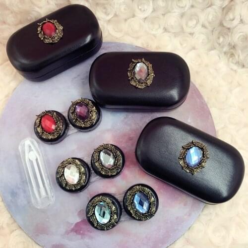Hot Retro Leather Eye Contact Lens Case For Women Hard Box Eye Lens Container Holder Eyewear Accessories