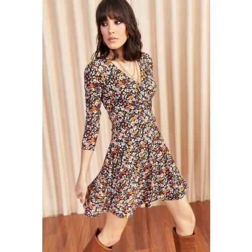 Womens Multicolored Floral Double Breasted Dress 2021 Summer Fashion Trendy Stylish Daily Use & Gift Casual Dresses