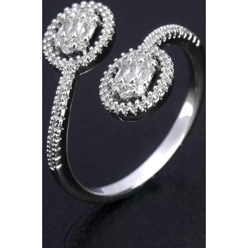 Bride Talk Adjustable Open Rings For Women Rose Gold Color Cubic Zirconia Crystal Bridal Wedding Engagement Jewelry Gift