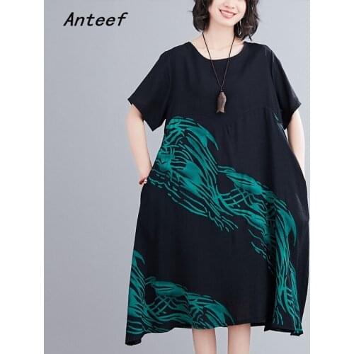 Short sleeve plus size cotton linen vintage dresses for women casual loose midi woman summer dress elegant clothes 2021 sundress