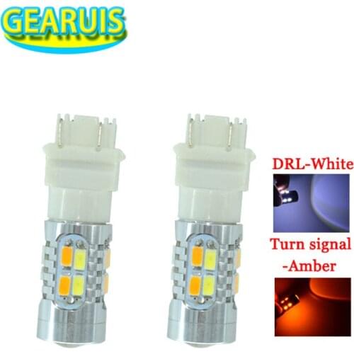2Pcs T25 3157 20 SMD 5630 LED car Dual Color Cold White Amber Switchback LED Drive DRL Turn Signal parking Light 12V For Ford
