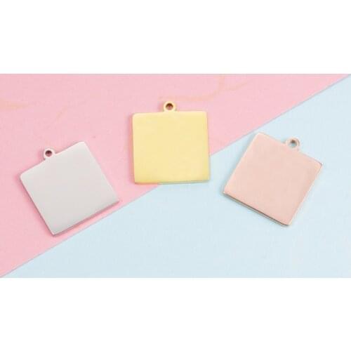 Fnixtar 20Pcs 18mm Square Blank Charms Mirror Polish Stainless Steel Charms For DIY Making Pendant Necklace Key Chain Jewelry