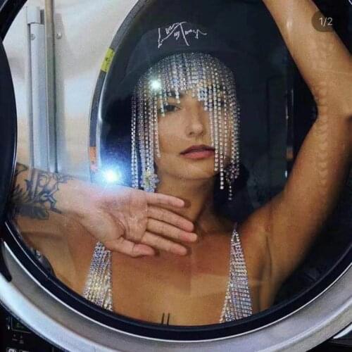 2021 handmade luxury Rhinestone hip hop forehead tassel head chain jewelry fashion womens shining crystal hair chain headdress