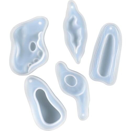 5PC Irregular Retro Pendant Mold Silicone DIY Necklace Crystal Epoxy Resin Mould Manual Souvenir Crafts Gift Jewelry Mould