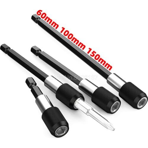 6.35MM 1/4 Hex Shank Quick Release Screwdriver Bit Holder Extension Bar Adjustable 60MM 100MM 150MM Magnetic Adapter