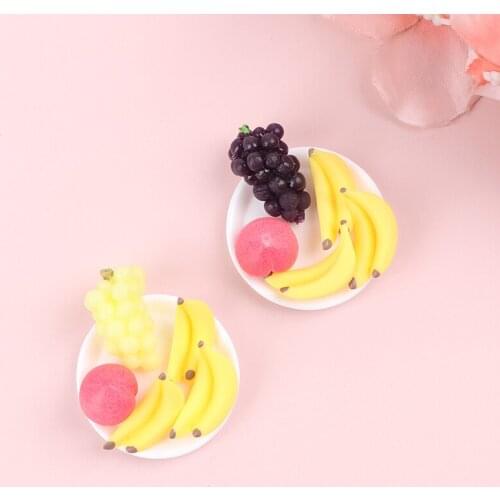 6Pcs/Set Dollhouse Doll House Fruit Grape Vegetable Fruit Tray Miniature Props