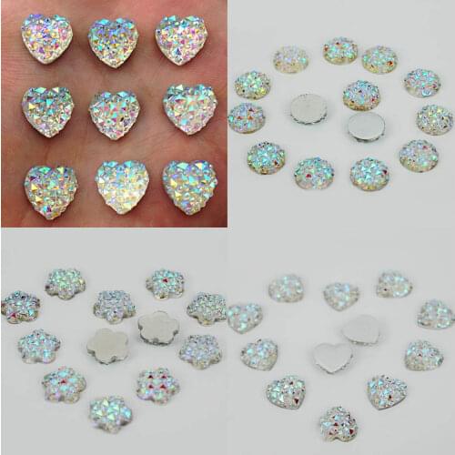 DIY 40Pcs/LOT White AB Resin Heart Flatback Scrapbooking For Phone/Wedding/Craft VC797 P0.21