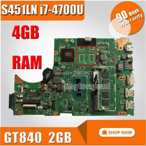 For Asus S451 S451L V451 V451L S451LN S451LB Laptop motherboard REV2.1 i7-4700u GT840M mainboard 60NB05D0-MB1211 100% tested