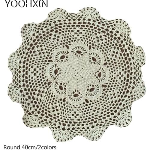 Modern handmade crochet white round table cloth cover kitchen lace cotton tea coffee tablecloth Christmas dining wedding decor