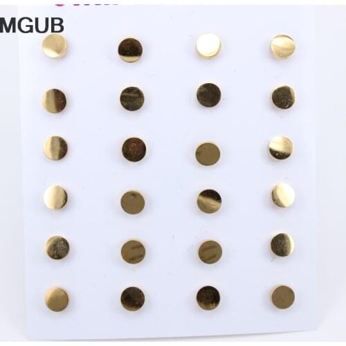 Hot Sale 12 pair /Set Stainless Steel Round Stud earring For Women Simple Earrings Party Jewelry Gift LH737