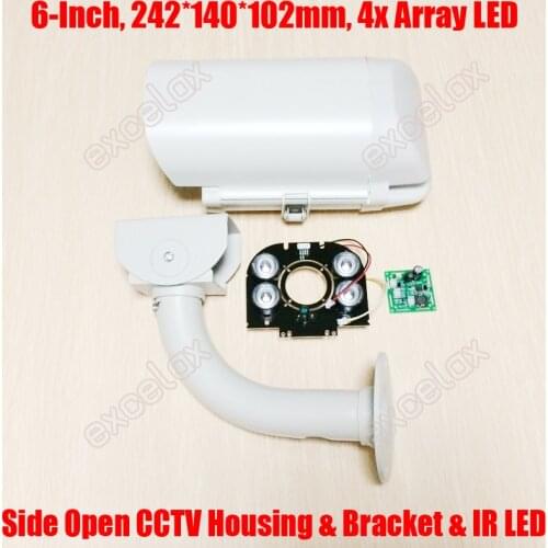 6" CCTV Camera Housing & Bracket & Array LED IR Board 242x140x102mm IP66 Waterproof Outdoor Enclosure for Zoom Box Bullet Camera
