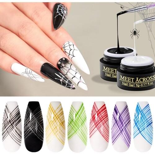 MEET ACROSS Painting Gel Nail Polish High Elastic Drawing Polish Soak Off UV Gel Nail Art Design For Manicure DIY Deign