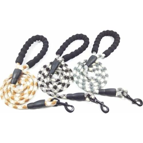 Round Rope Nylon Dog Chain Leash Foam Handle for Medium Large Dogs Pet Supply