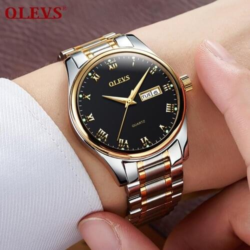 OLEVS Top Brand Men Classic Quartz Waterproof Watch Leather Strap Business Popular Casual Men Watch Date Clock