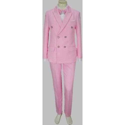 Jacket Pants New double breasted Pink Suits Luxury Male personality Party Blazers Men Wedding Suit Mens Fashion Slim Prom Coat