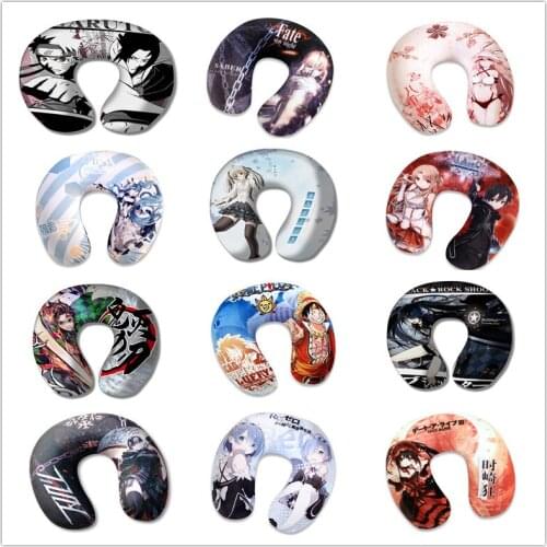 Cartoon anime U-shaped pillow memory foam anime nursing neck cervical pillow car travel pillow health pillow family decoration