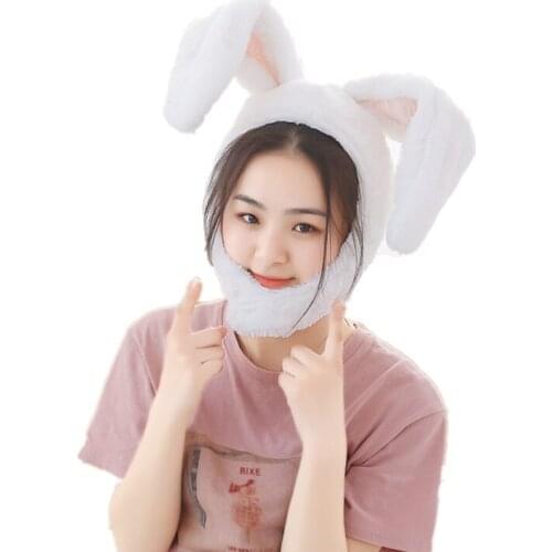 Popular girls rabbit Headband Plush Rabbit ears hoops white bunny ears Headdress gifts for woman Photographic tools Selfie