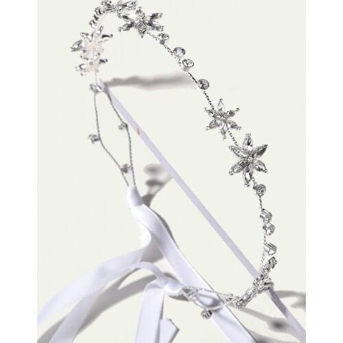 Bridal Silver Flower Headband Fashion Single Row Headbands Fine Encrusted Rhinestone Alloy Hairband Hair Loop Accessories