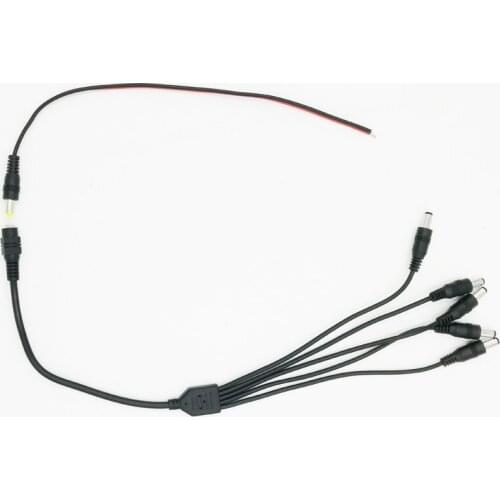DC power Pigtail cable + DC 1 Female to 5 Male Output Power Splitter Cable Y Adapter for CCTV Security Cameras