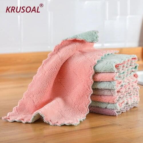 8pcs Super Absorbent Double-layer kitchen dishcloth Cleaning Towel Microfiber High-efficiency tableware Household kichen tools