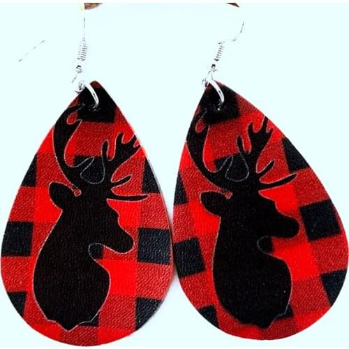 Merry Christmas Deer Decor Earrings Reindeer Christmas Decor Teardrop Earrings Christmas Reindeer Earrings