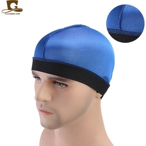 20Pcs/Lot Unisex Silky Dome Cap Wide Band Stretchy Wig Helmet Liner Biker Beanie Hat Turban Womens Hair Accessories