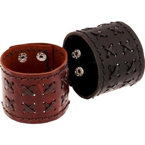 Boho Gypsy Hippie Punk Black Dark Red Genuine Cow Leather with Wrap X Letter Alphabet Charms Unisex Wide Big Bracelets Bangle
