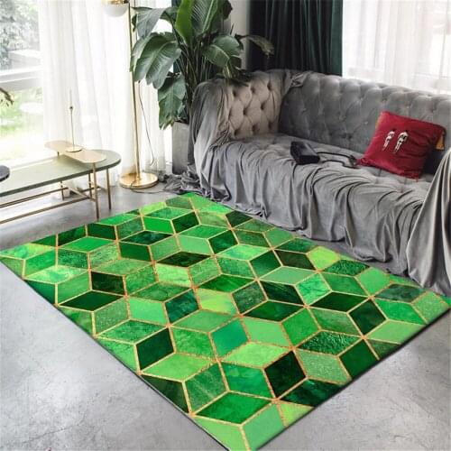Modern Parlor Area Rug Golden Geometric Printed Bedroom Rug Mat Crystal Velvet Anti-slip Entrance Doormat Living Room Carpet