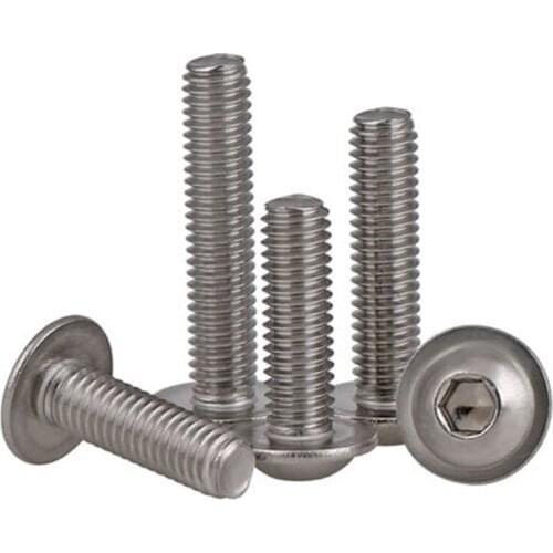 50pcs M3 304 stainless steel Round head with hexagon socket side cap screws Semicircular heads with pad screw 6mm-16mm Length