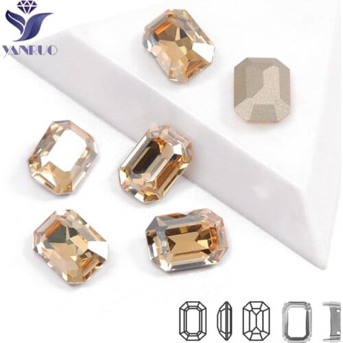 YANRUO 4610 Octagon Sparkly Top Crystal Golden Shadow Sewing Crystal For Needlework Rhinestones Jewelry Diamond Craft Stones
