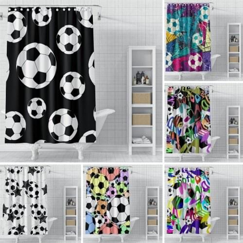 Football Pattern Shower Curtain 3D Printing High Quality Bathroom Accessories Polyester Curtains Decor Home With Plastic Hook