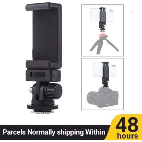 PULUZ Vlog Clamp Smartphone Clamp for Vlogging W/ 1/4 inch Screw Thread Cold Shoe Tripod Mount Adapter with Phone Clamp