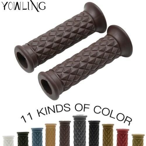 1 Pair 7/8 " Motorcycle Universal Rubber Black/Brown Handlebar Hand Grip Bar End For Cafe Racer Street&Racing Motorcycle