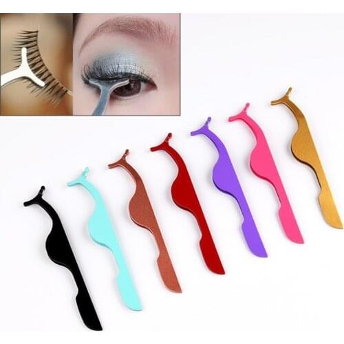 1 Pcs False Eyelash Tweezers Fake Eye Lash Applicator Eyelash Extension Curler Nipper Auxiliary Clip Clamp Makeup Forceps Tools