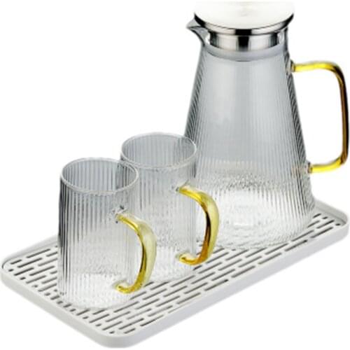 1800ml Thick Heat Resistant Glass Kettle Juice Drink Cup Iced Tea set Ultra Clear Light luxury Jug Pouring Flower Herbs